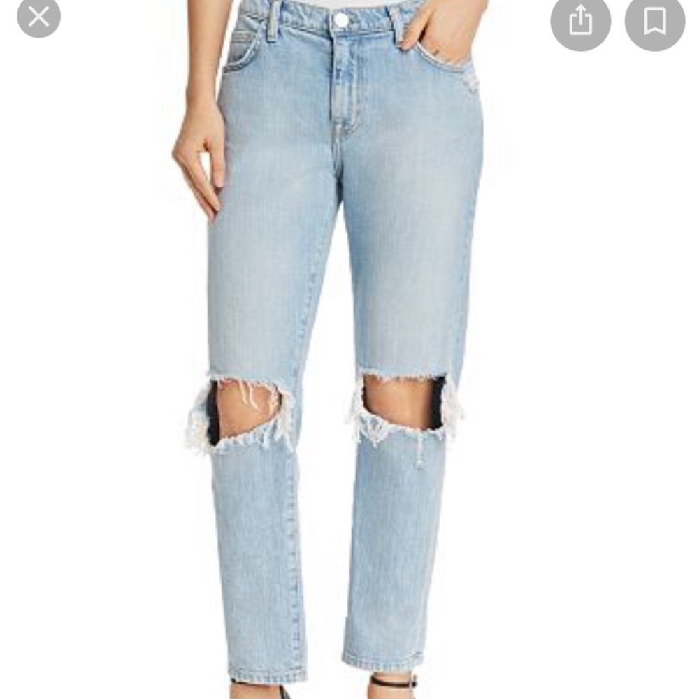 Current Elliott The Fling Distressed Slim Boyfriend Jeans in Nova Destroy